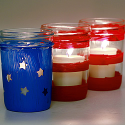 Jelly Jar Flag Lanterns